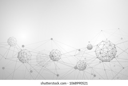Abstract molecule and atom structure. White and grey Science or medical background
