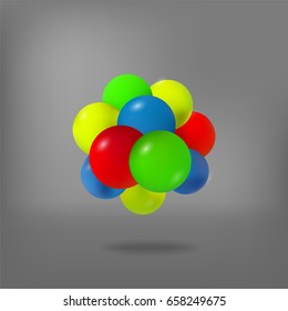 Abstract molecule. Atoms. 3d vector illustration. Science concept. Nucleus