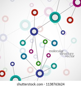 Abstract molecule background, colorful connected structure. Dna, atom, neurons. Vector