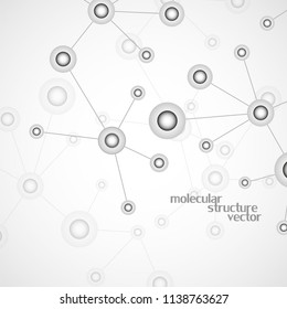 Abstract molecule background, connected structure. Dna, atom, neurons. Vector