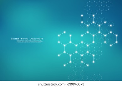 Abstract molecule background, genetic and chemical compounds, medical, technology or scientific concept vector illustration