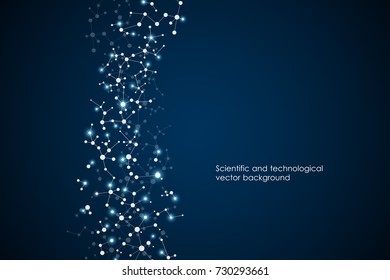 Abstract molecule background, genetic and chemical compounds, connected lines with dots, medical, technological and scientific concept, vector illustration