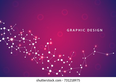 Abstract molecule background, genetic and chemical compounds, connected lines with dots, medical, technological and scientific concept, vector illustration