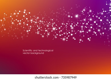 Abstract molecule background, genetic and chemical compounds, connected lines with dots, medical, technological and scientific concept, vector illustration