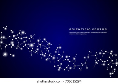 Abstract molecule background, genetic and chemical compounds, connected lines with dots, medical, technological and scientific concept, vector illustration