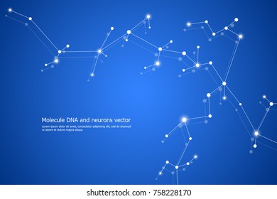 Abstract molecule background, genetic and chemical compounds, connected lines with dots, medical, technological and scientific concept, vector illustration
