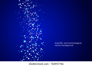 Abstract molecule background, genetic and chemical compounds, connected lines with dots, medical, technological and scientific concept, vector illustration