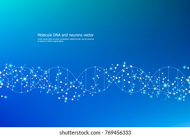 Abstract molecule background, genetic and chemical compounds, connected lines with dots, medical, technological and scientific concept, vector illustration
