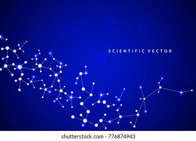 Abstract molecule background, genetic and chemical compounds, connected lines with dots, medical, technological and scientific concept, vector illustration