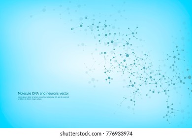 Abstract molecule background, genetic and chemical compounds, connected lines with dots, medical, technological and scientific concept, illustration