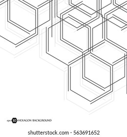 Abstract molecule background. Hexagonal chemistry pattern. Molecular scientific research. Composition of the molecular hexagonal lattice. Medical, science and technology design vector illustration