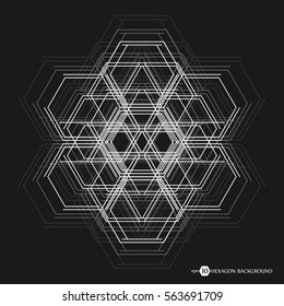 Abstract molecule background. Hexagonal chemistry pattern. Molecular scientific research. Composition of the molecular hexagonal lattice. Medical, science and technology design vector illustration