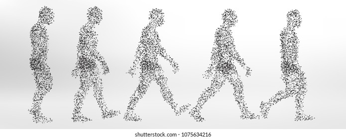 Abstract Molecule Based Human Figure Walking - Simple Steps Of Walk Cycle