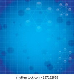 Abstract molecule blue background