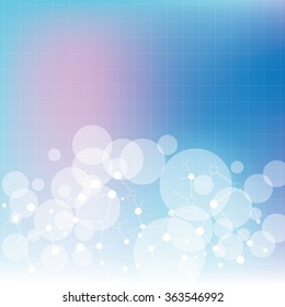 Abstract molecule blue colors background  