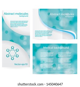 Abstract molecule blue green background
