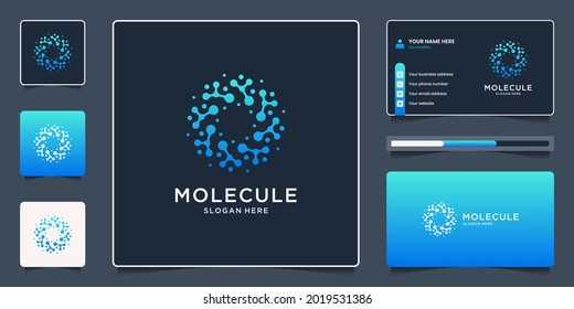 Abstract molecule with circle shape logo design and business card design