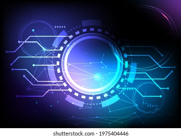 Abstract molecule connection technology concept. Future cyberspace vector background. Line dot blue intergrated cyber network.