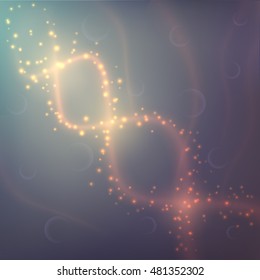 Abstract molecule design. Glowing DNA model. Vector background for medicine, science, technology, chemistry, biotechnology