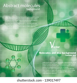 Abstract molecule DNA green background
