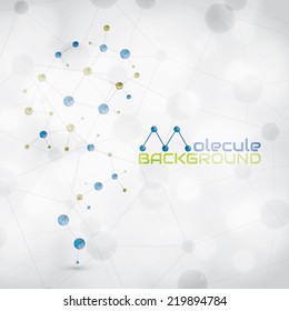 Abstract molecule green blue light colors background 