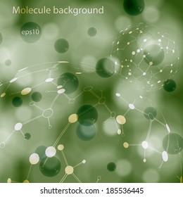 Abstract molecule green light colors background 
