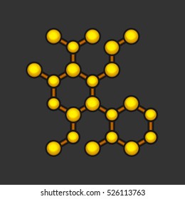 Abstract Molecule Icon on Dark Background. Vector