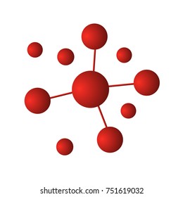 Abstract molecule isolated on white background. Vector illustration of red molecules.