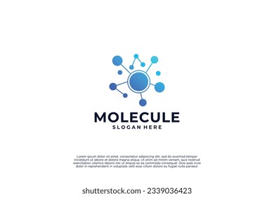 diseño del logotipo de moléculas abstractas. Icono de innovación científica de laboratorio. Investigación genética.