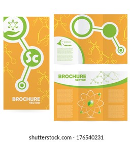 Abstract molecule science background green orange