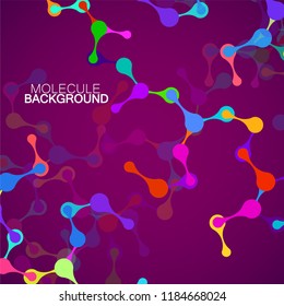 Abstract molecule structure of DNA, colorful background. Vector illustration