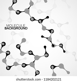 Abstract molecule structure of DNA, grey background. Vector