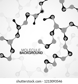 Abstract molecule structure of DNA, grey background. Vector