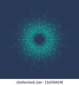 Abstract molecule structure. DNA helix, DNA strand, molecule or atom, neurons. Molecular structure for science or medical design