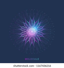 Abstract molecule structure. DNA helix, DNA strand, DNA Test, molecule or atom, neurons. Molecular structure for science or medical design..