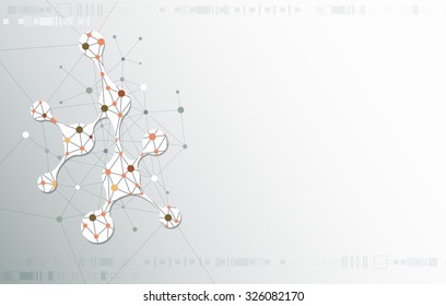 Abstract molecule structure on light gray color background. Vector illustration of Communication - network for futuristic technology concept. With space for content, business, network and web design