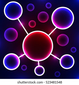 Abstract molecule. Stylized atom. Scientific research. Abstract background. Vector Image.