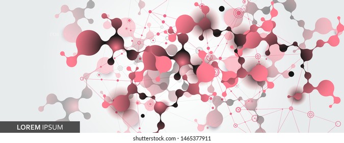 Abstract molecule vector template for biotechnology, energy, medical, science concept. Connection design illustration