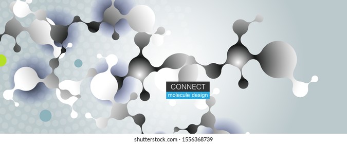 Abstract molecule vector template for biotechnology, energy, medical, science concept. Connection design illustration.