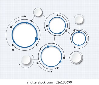 Abstract molecules with 3d paper circle and blank space for your content, infographic template, communication, business, network and web design. Vector illustration social media technology concept