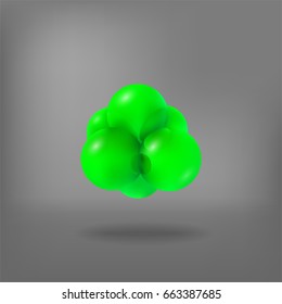 Abstract molecules. Atoms. 3d vector illustration. Science concept. Nucleus. Protons and neutrons