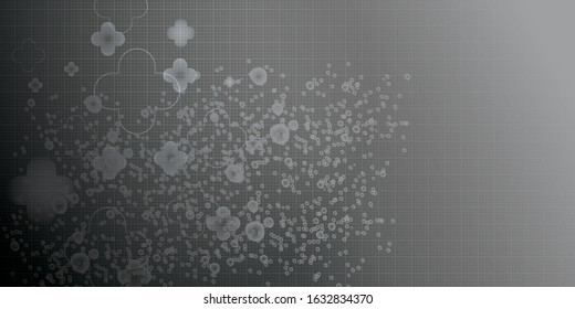 Abstract molecules background with black and white cells and place for text. Vector illustration.