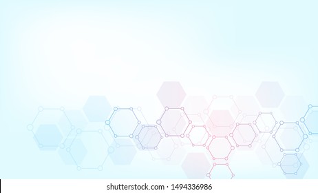 Abstract molecules background. Molecular structures or chemical engineering, genetic research, technological innovation. Scientific, technical or medical concept. Vector illustration