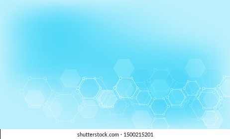 Abstract molecules background. Molecular structures or chemical engineering, genetic research, technological innovation. Scientific, technical or medical concept. Vector illustration