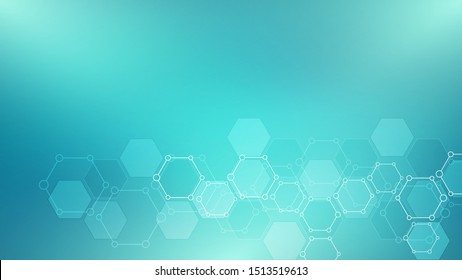 Abstract molecules background. Molecular structures or chemical engineering, genetic research, innovation technology. Scientific, technical or medical concept. Vector illustration