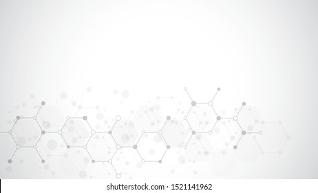 Abstract molecules background. Molecular structures or chemical engineering, genetic research, innovation technology. Scientific, technical or medical concept. Vector illustration.