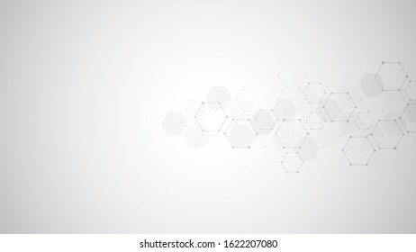 Abstract molecules background. Molecular structures or chemical engineering, genetic research, innovation technology. Scientific, technical or medical concept. Vector illustration.
