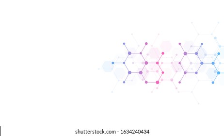 Abstract molecules background. Molecular structures or chemical engineering, genetic research, innovation technology. Scientific, technical or medical concept. Vector illustration.