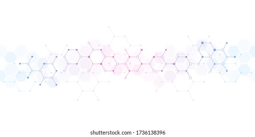 Abstract molecules background. Molecular structures or chemical engineering, genetic research, innovation technology. Scientific, technical or medical concept. Vector illustration.