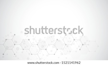Abstract molecules background. Molecular structures or chemical engineering, genetic research, innovation technology. Scientific, technical or medical concept. Vector illustration. 商業照片 © 